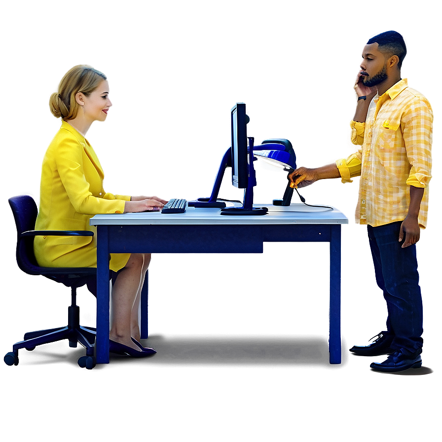 People Sitting At Computer Desks Png 72 PNG
