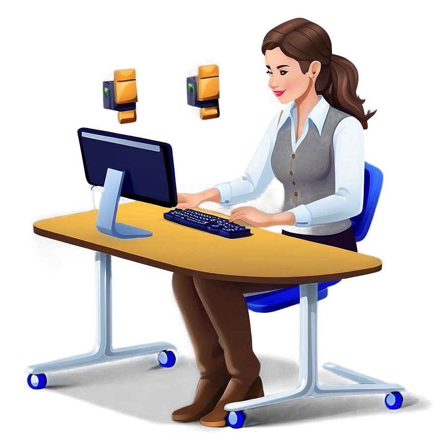 People Sitting At Computer Desks Png Net PNG