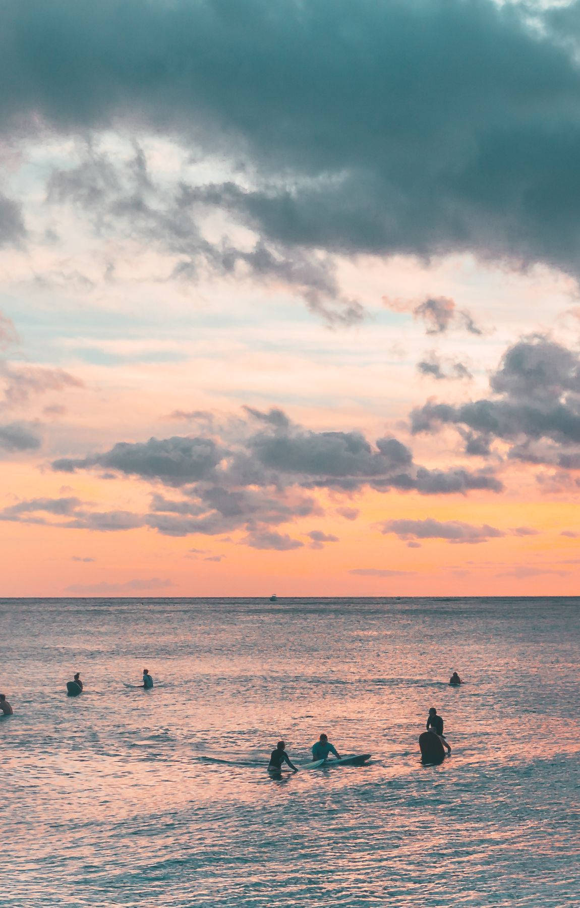 People Swimming Silhouette On Beach Sunrise Wallpaper