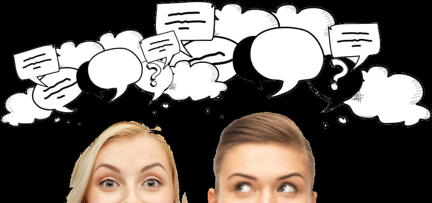 People Thought Bubbles Communication Concept PNG