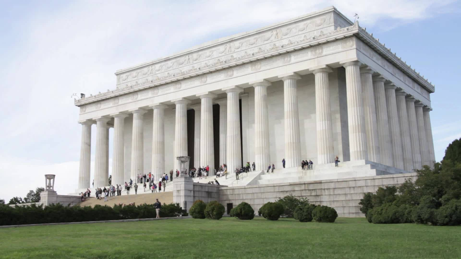 Lepersone Visitano Il Monumento A Lincoln Sfondo
