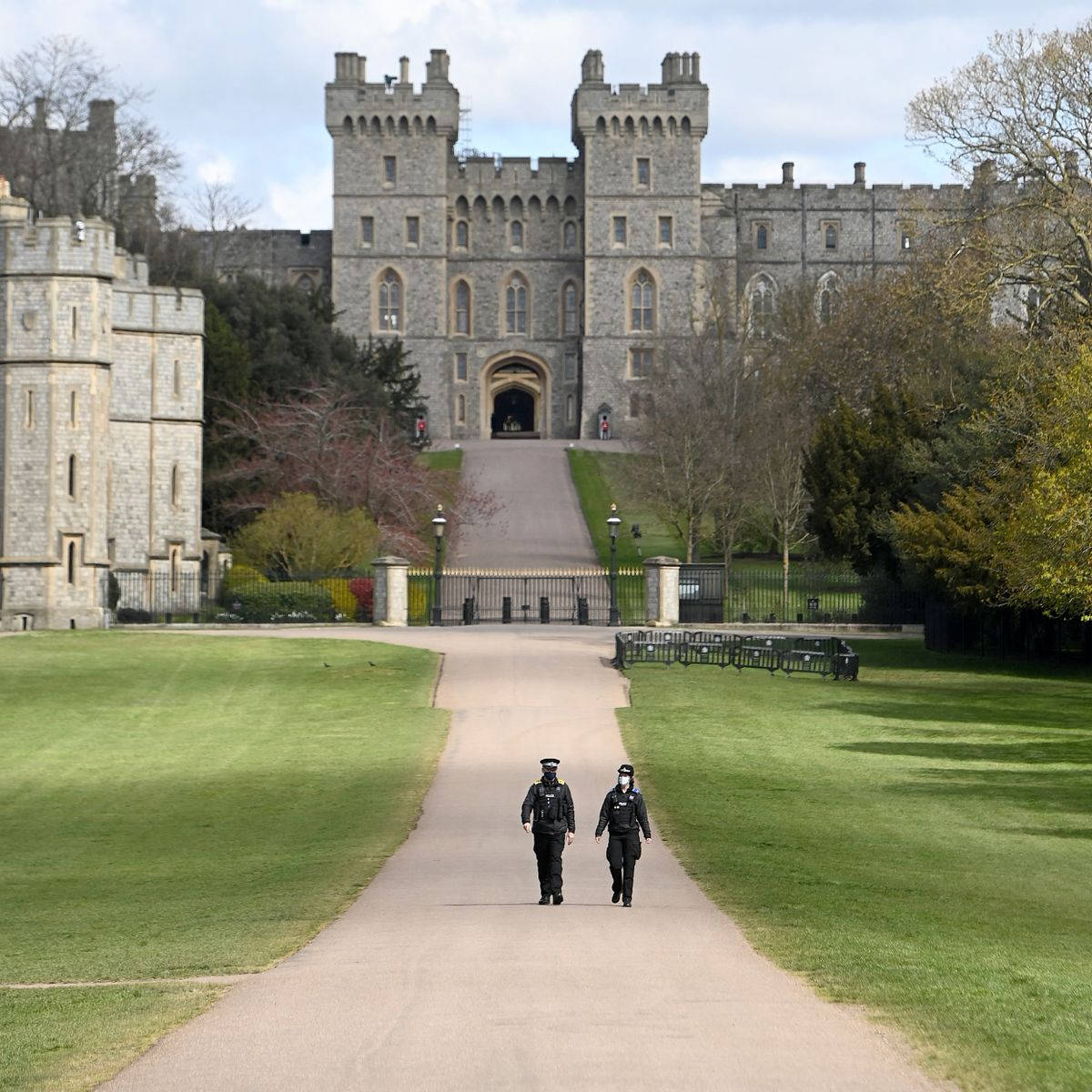 People Walking Down Windsor Castle Path Wallpaper