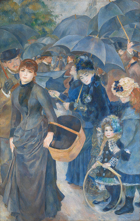 Människormed Paraplyer Av Renoir. Wallpaper