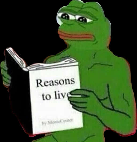 Pepe The Frog Reading Book Meme PNG