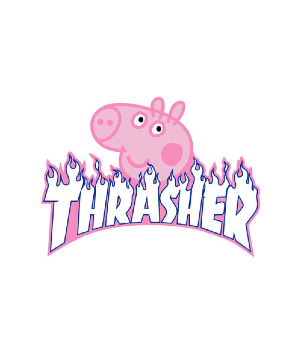 Digitalesbild Mit Thrasher-logo Als Hintergrundbild Für Computer Oder Mobilgeräte Mit Peppa Pig Design.