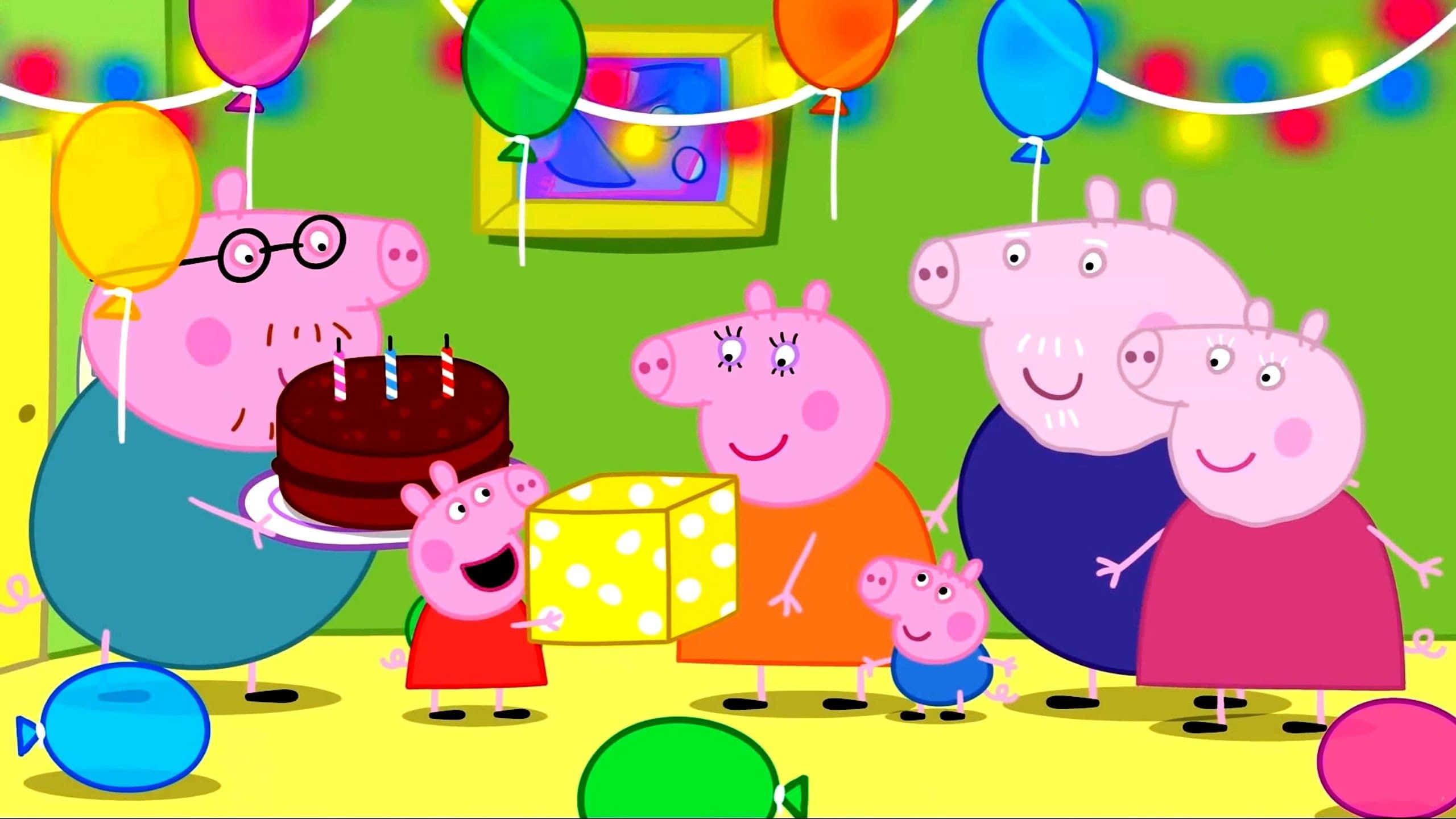 Geburtstagsgeschenkhintergrund Mit Peppa Pig