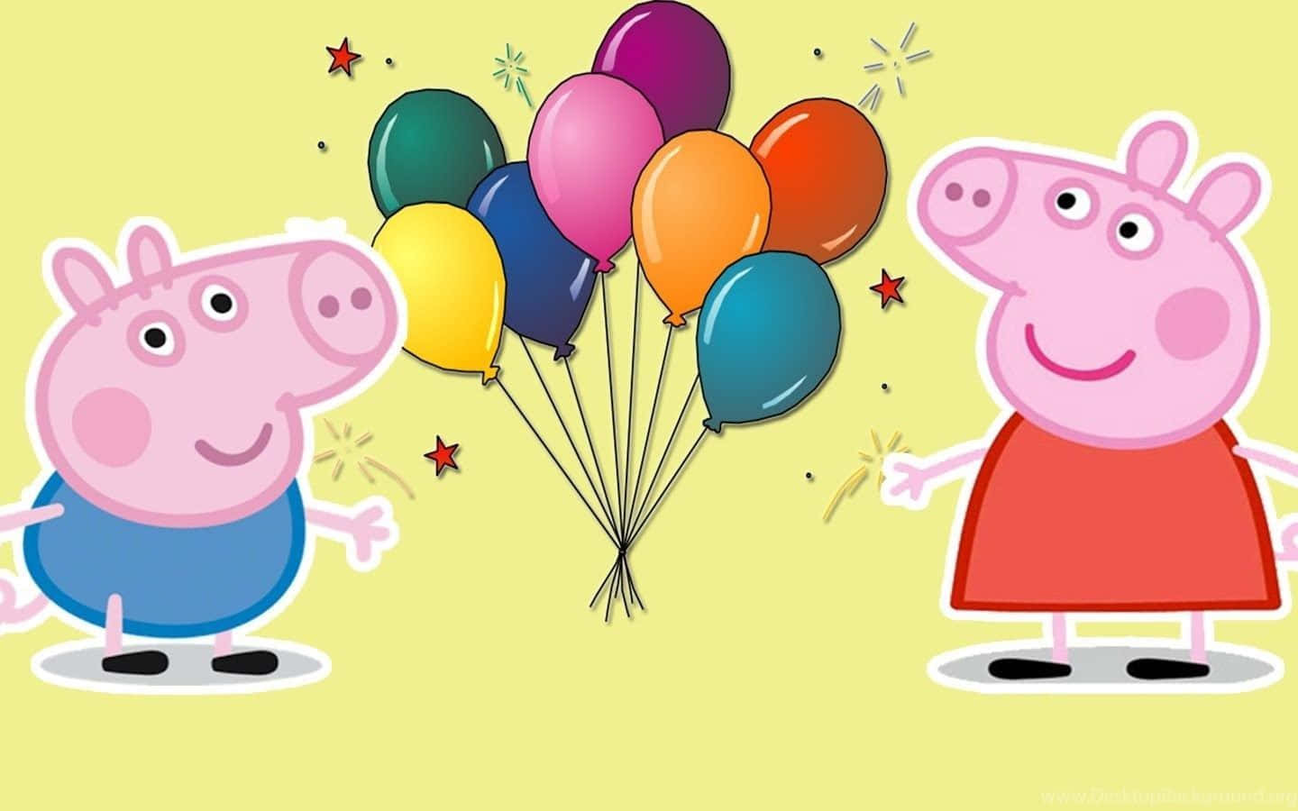 Sfondodi Peppa Pig Con Palloncini Per Il Compleanno