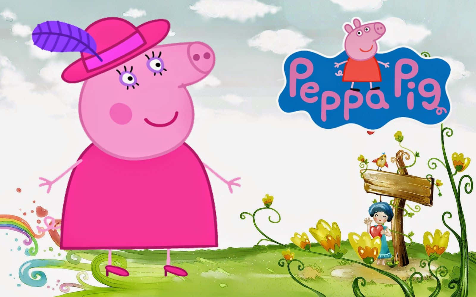 Digitalekunst Hintergrund Mit Fröhlichem Peppa Pig
