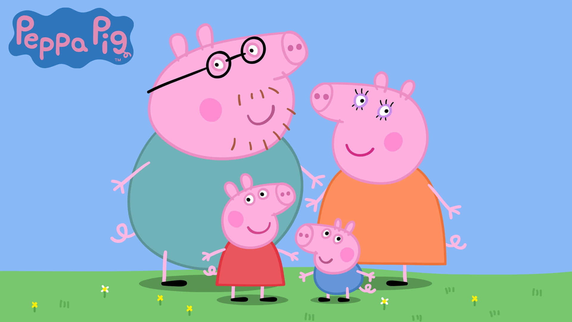 Lyckligfamilj Peppa Pig Bakgrund
