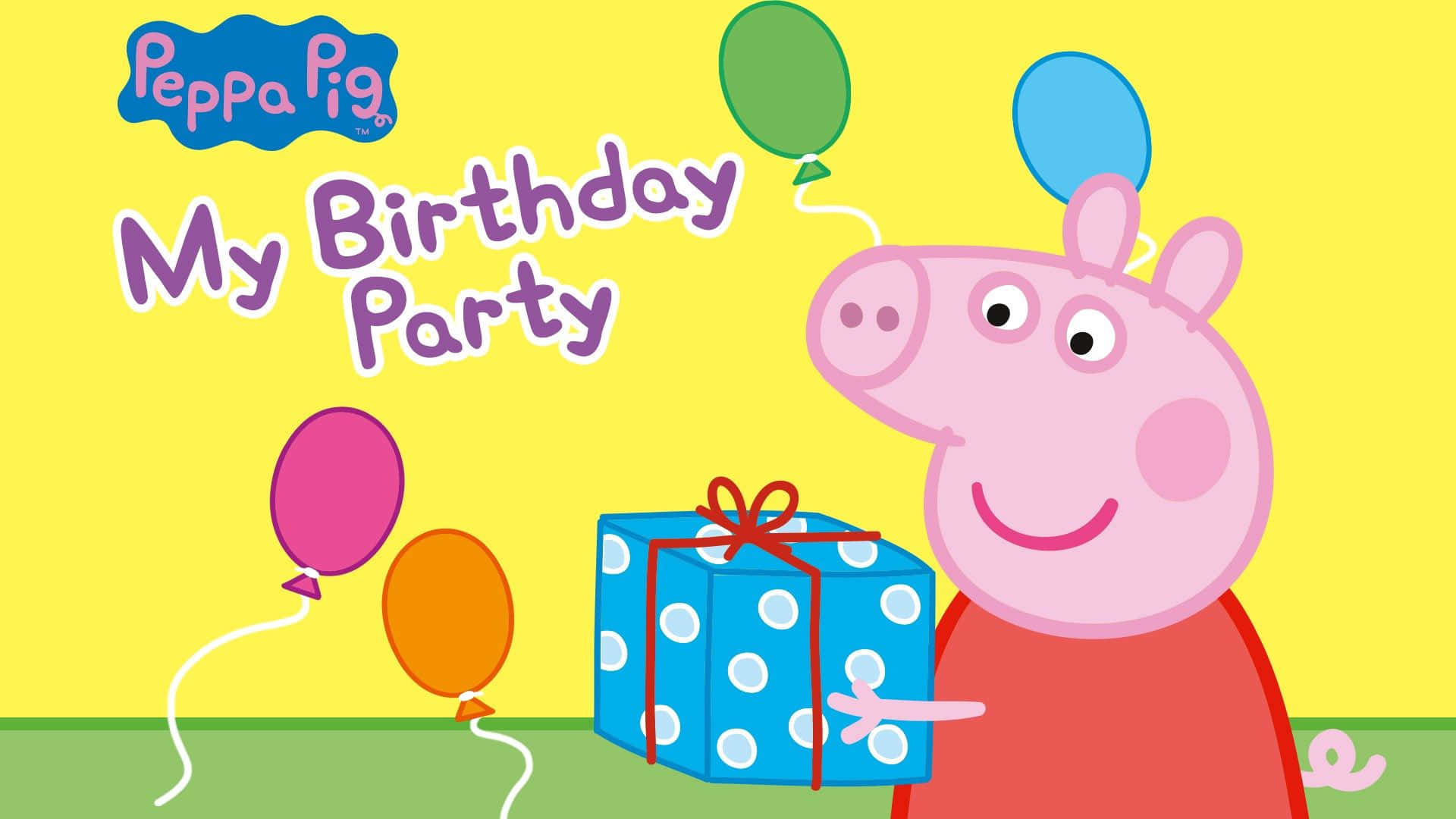 Sfondodi Peppa Pig Per Un Regalo Di Compleanno Gioioso