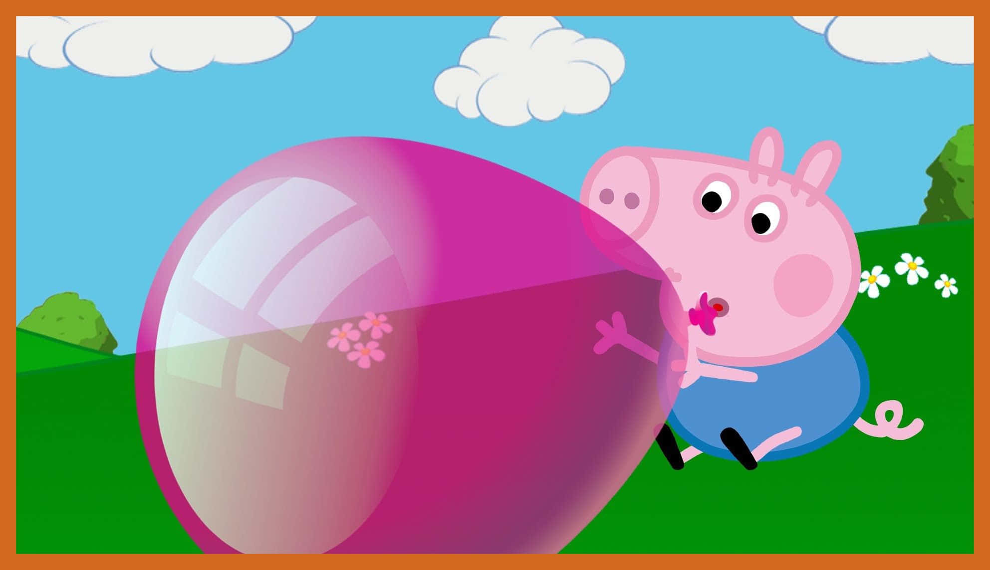 Georgepig Rosa Luftballong Peppa Pig Bakgrund