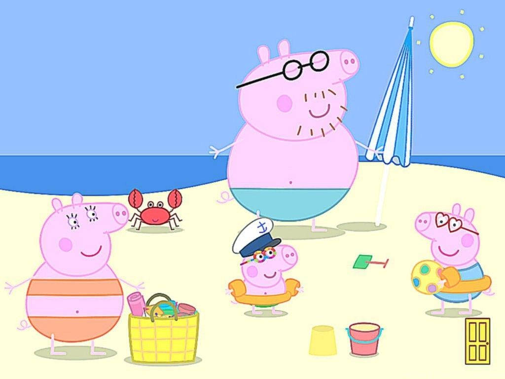 Peppa Pig Family beach day wallpaper.