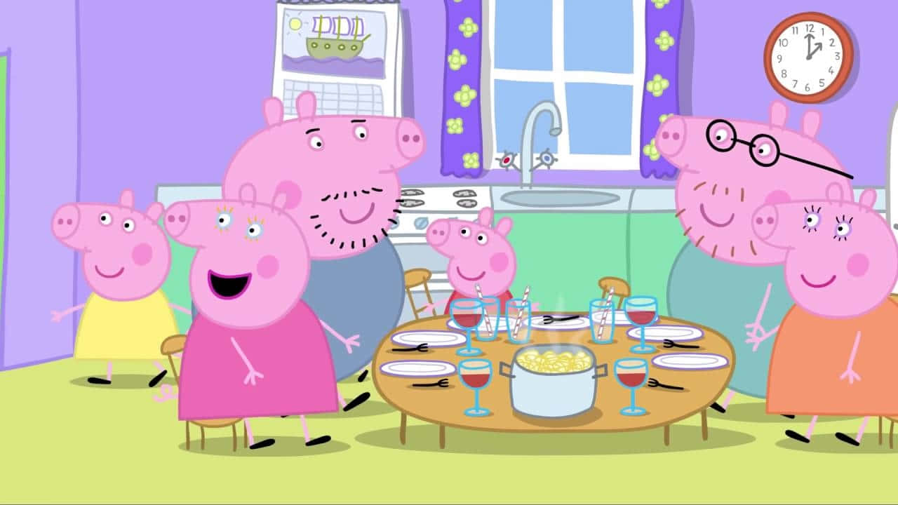 Peppa_ Pig_ Family_ Dinner_ Animation Wallpaper