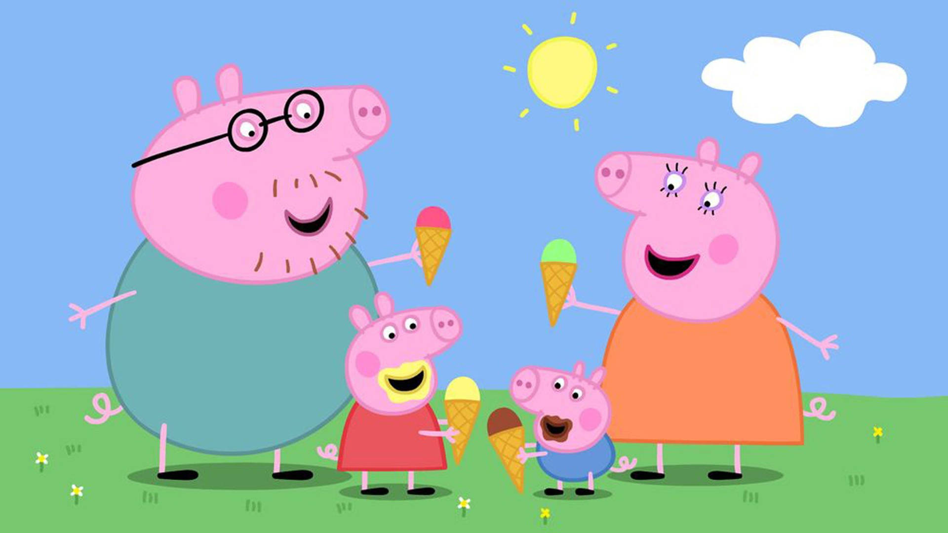Peppa Pig always loves to bond with her family over her favourite snack - ice cream! Wallpaper