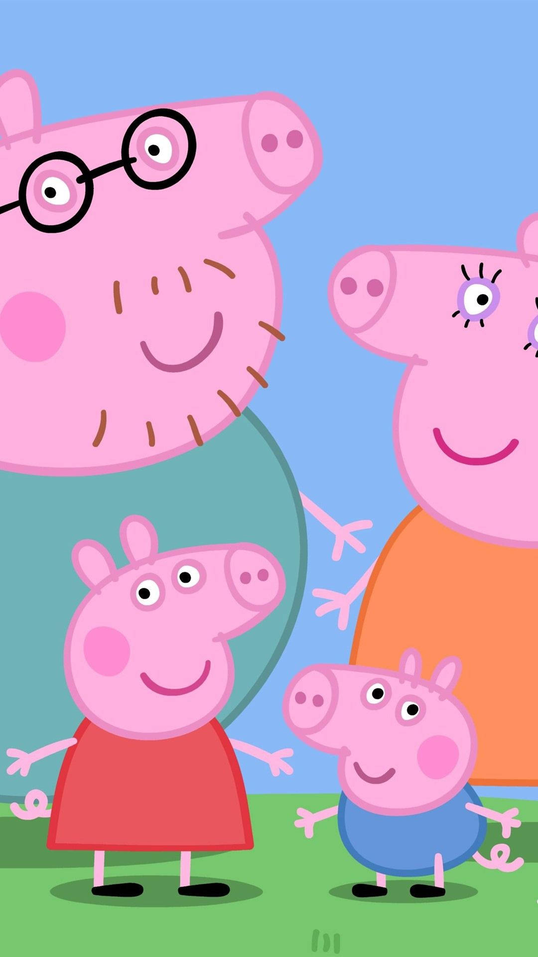 Peppapig Och Hennes Familj Har En Chatt. Wallpaper