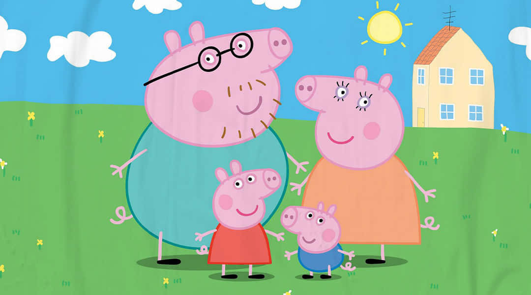 Peppa Pig and her family having fun together