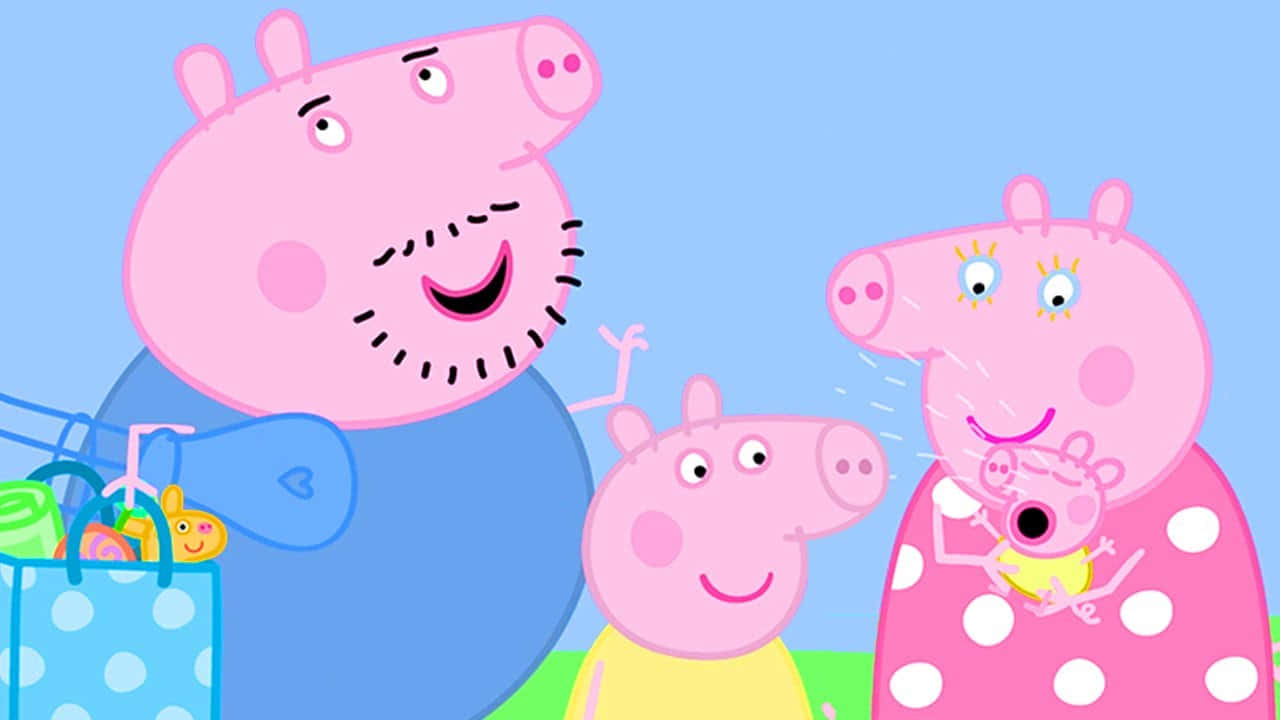 Lafamilia Peppa Pig Disfrutando De Un Divertido Día Fuera
