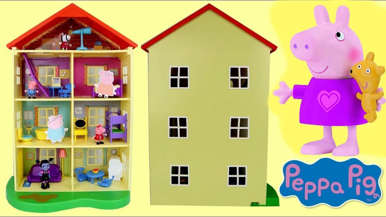 Peppa Pig, Mommy Pig, Daddy Pig, and George Pig spending time as a family