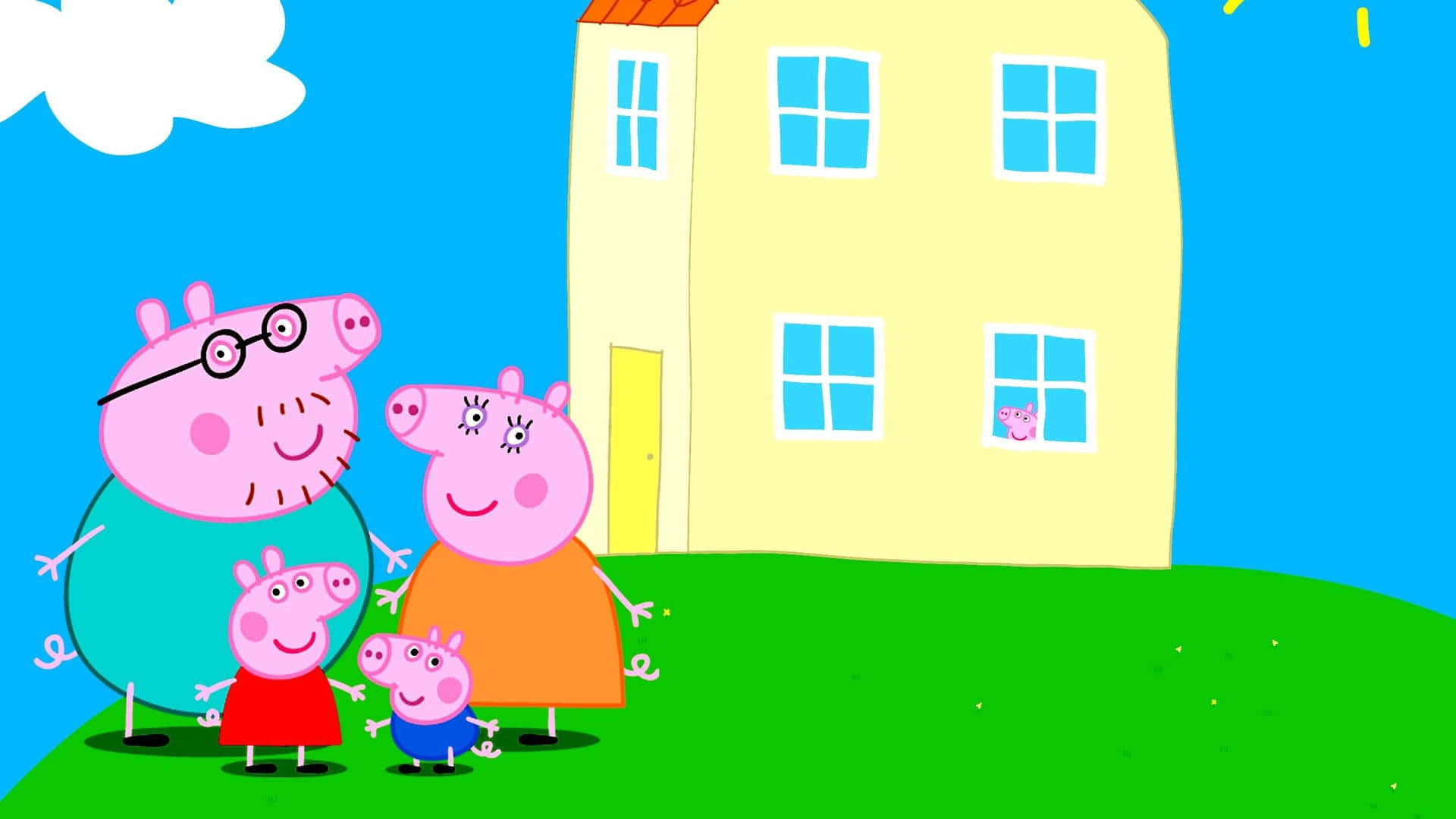 Lafamilia Peppa Pig Disfruta De Una Divertida Tarde Al Aire Libre.