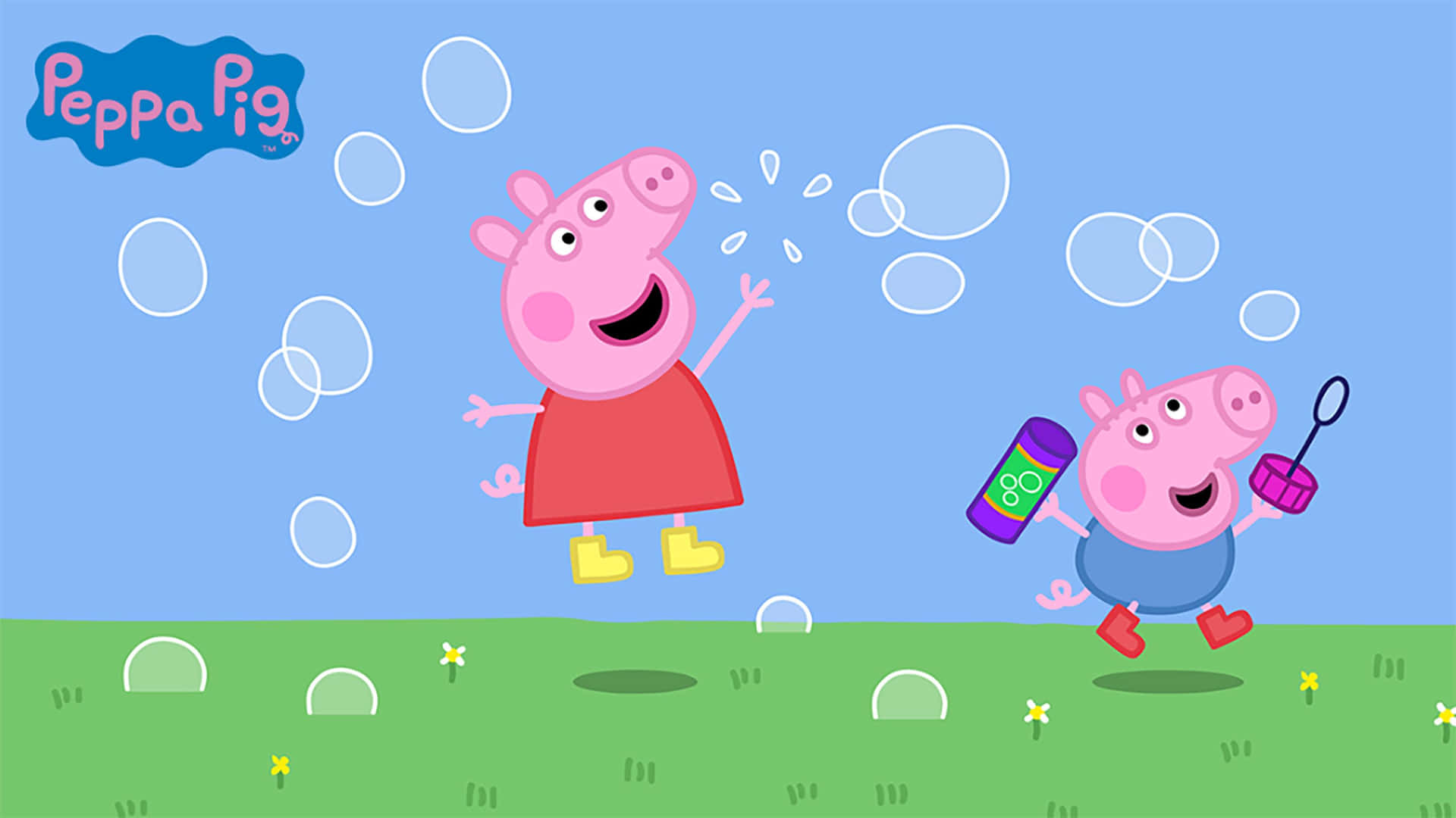 Peppa Pig And Her Friends Are Playing In The Grass