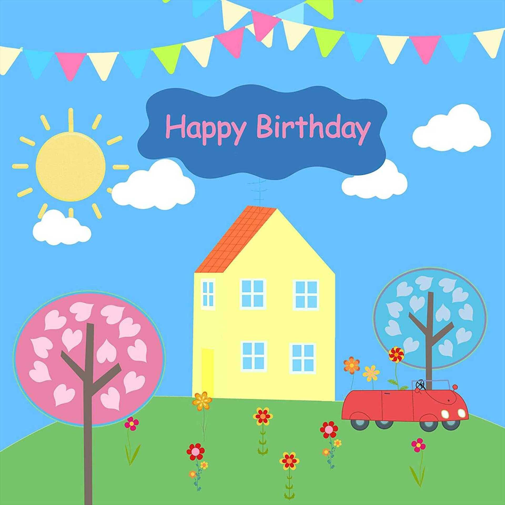Download Peppa Pig House Birthday Greeting Art Wallpaper 