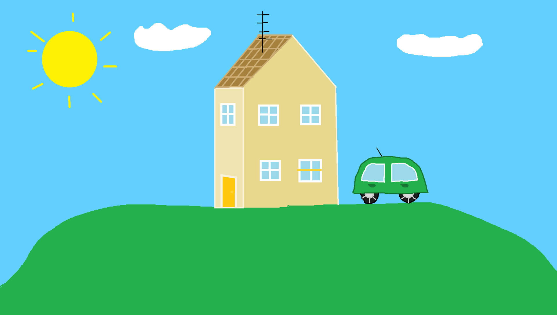 Peppa Pig House With Green Car Wallpaper