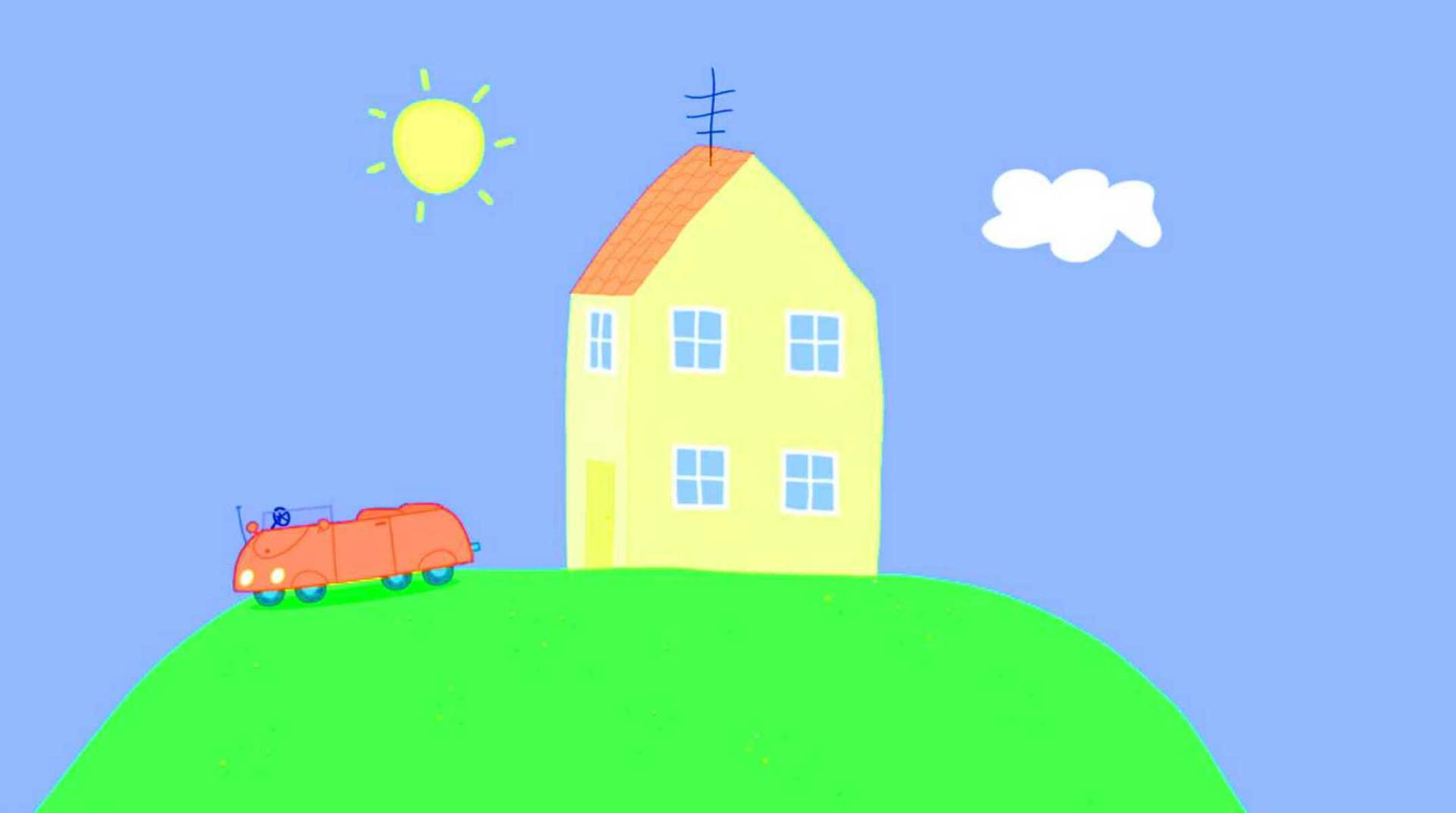 Peppa Pig House With Red Car Wallpaper