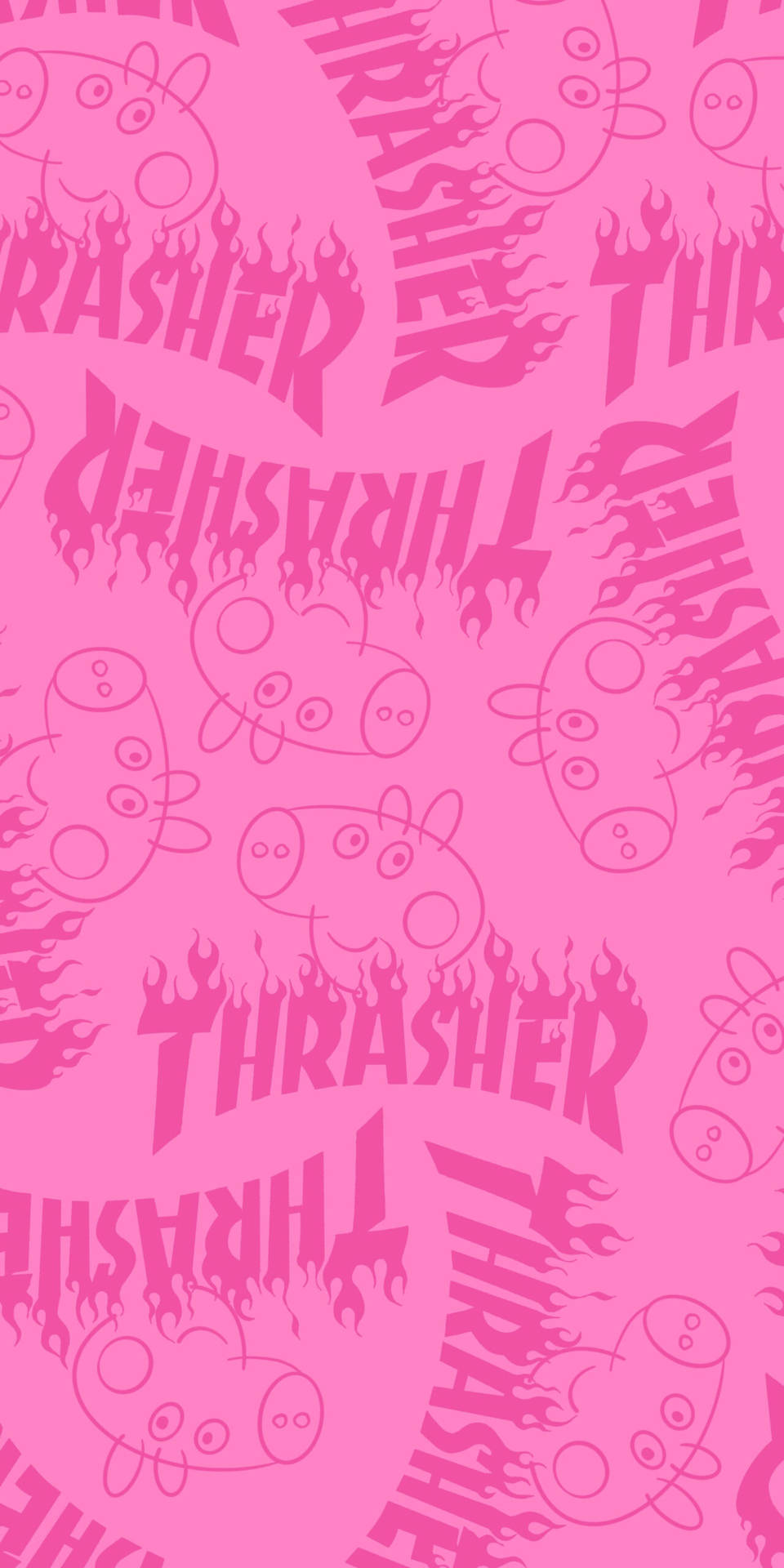 Peppa Pig iPhone Pink Thrasher Tapet Wallpaper