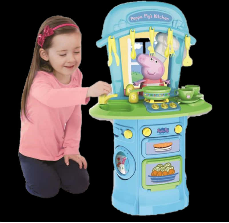 Peppa Pig Kitchen Playsetwith Child PNG