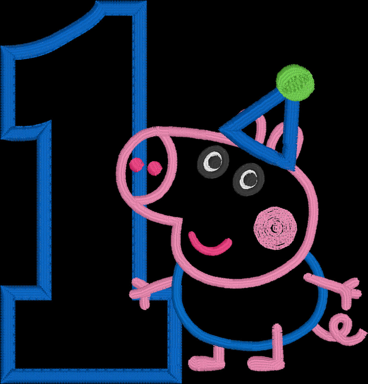 Peppa Pig Number One Embroidery PNG