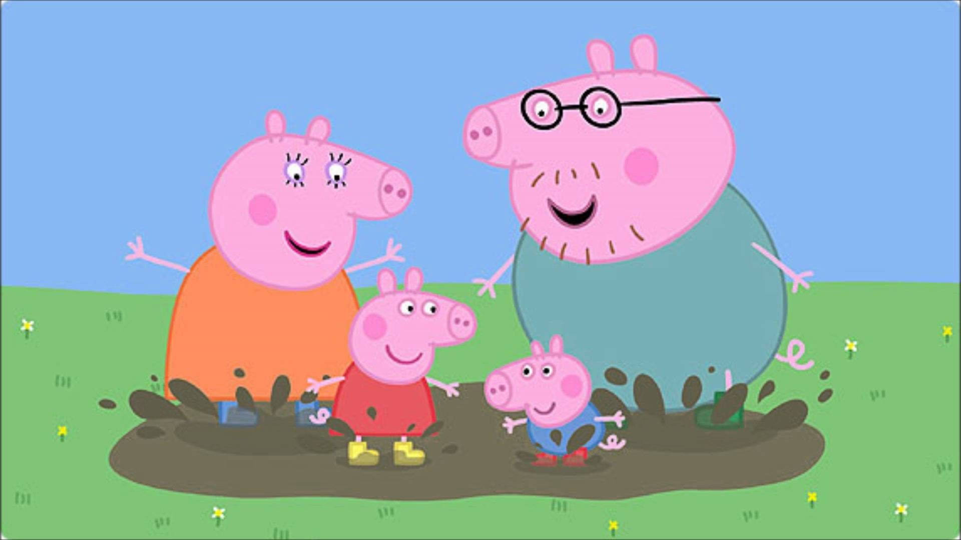 Peppa Pig Playing With Mud Wallpaper