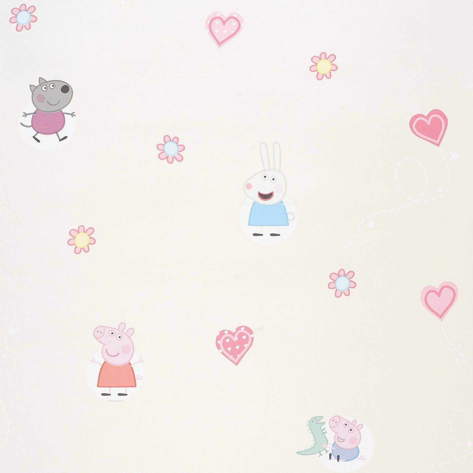 Pattern of Peppa Pig and friends wallpaper.