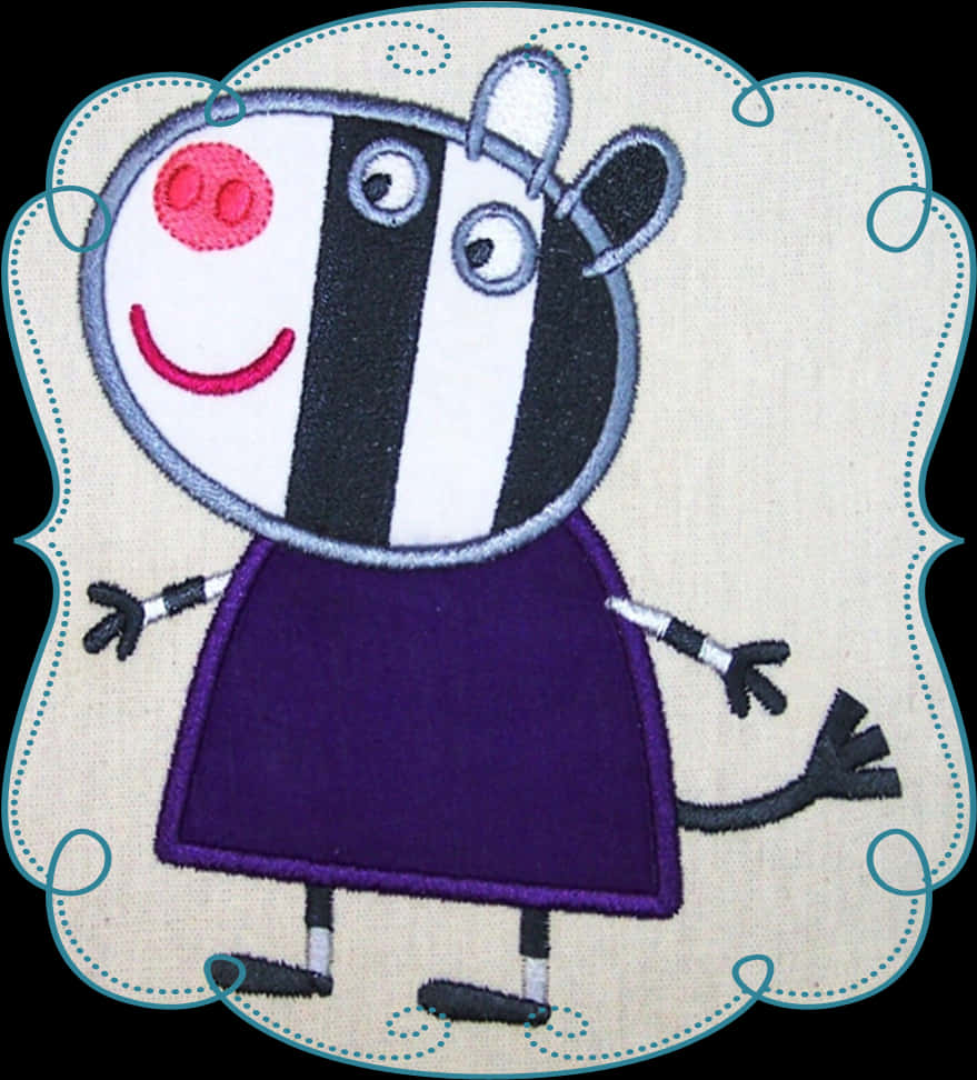Peppa Pig Zoe Zebra Embroidered Design PNG