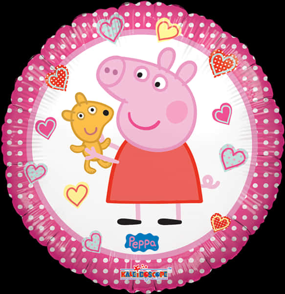Peppa Pigand Teddy Balloon Design PNG