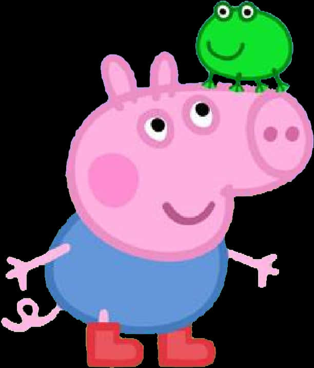 Peppa Pigwith Green Frogon Head PNG