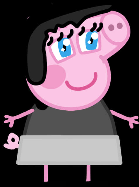 Peppa_ Pig_ Character_with_ Black_ Hair PNG