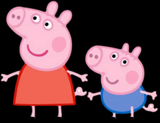 Peppaand George Pig Cartoon Characters PNG