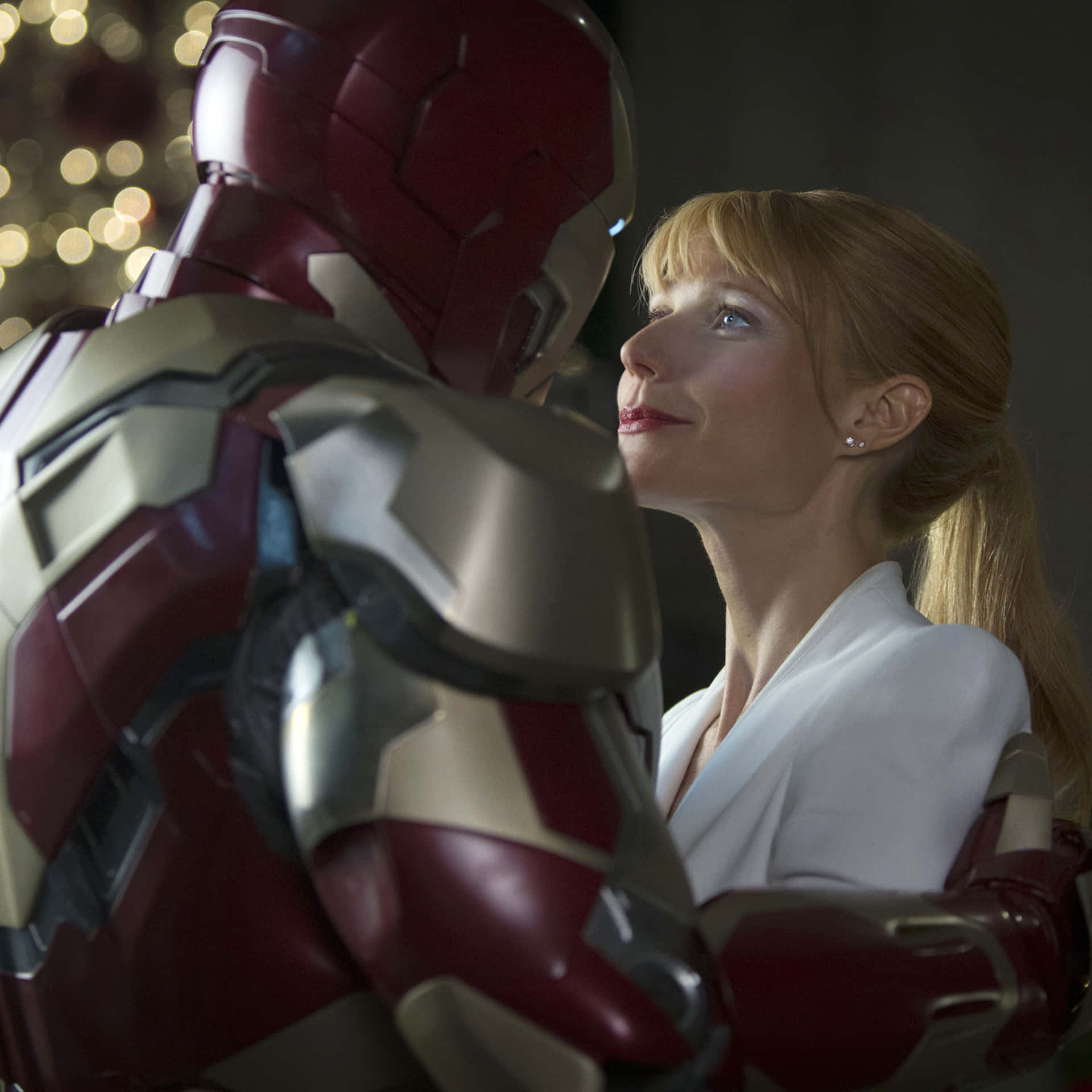 Pepper Potts Stunning Pose in Iron Man Suit Wallpaper