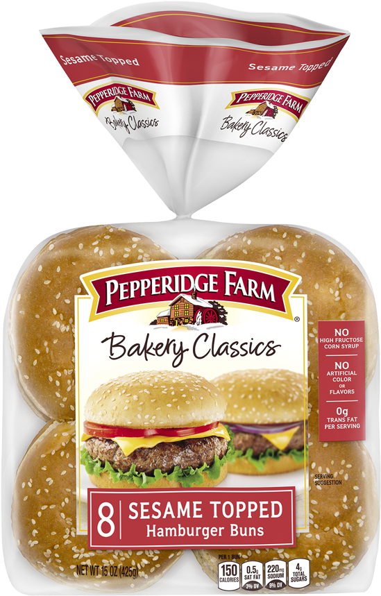 Pepperidge Farm Sesame Topped Hamburger Buns Package PNG