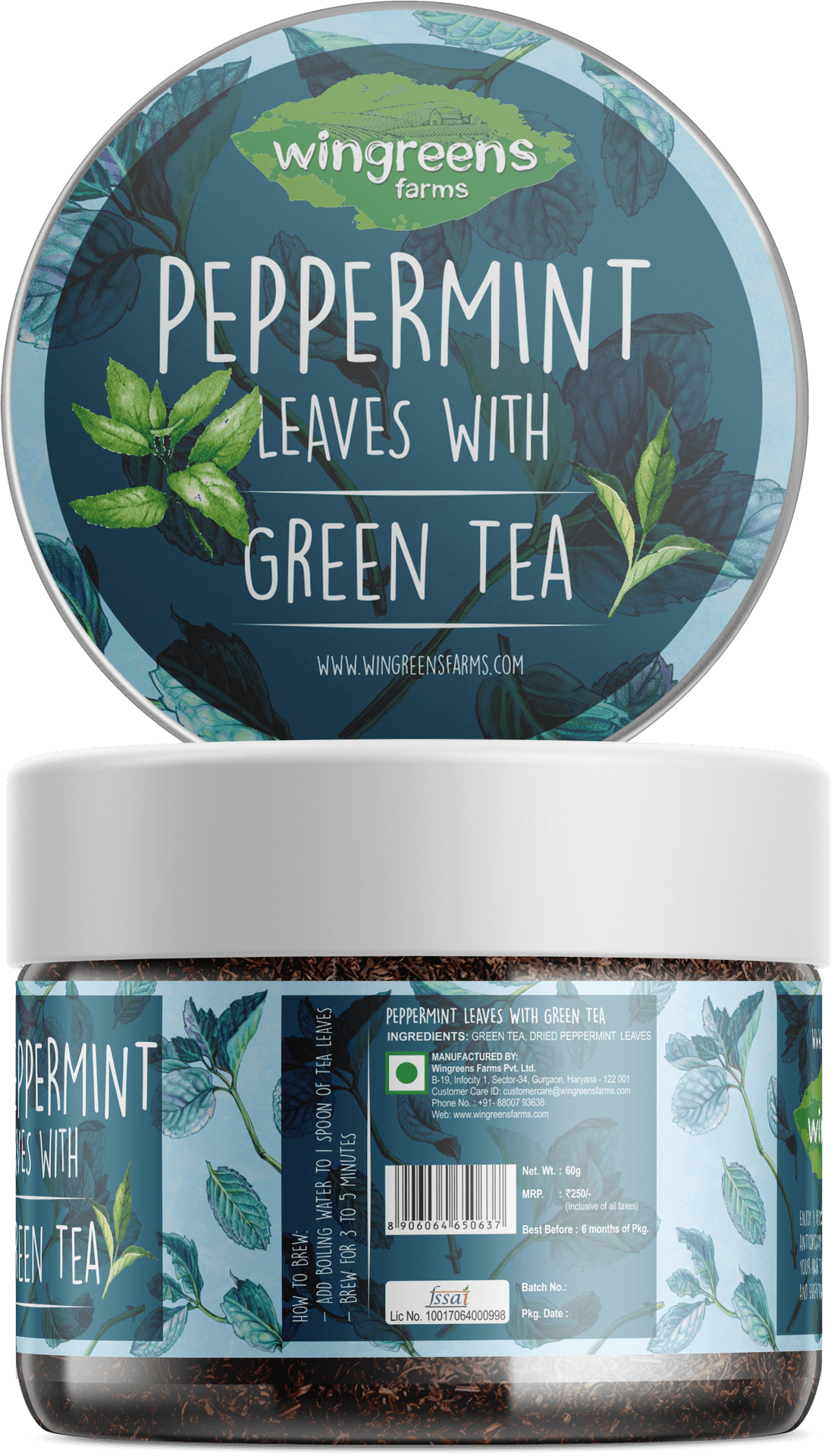 Peppermint Green Tea Product Packaging PNG