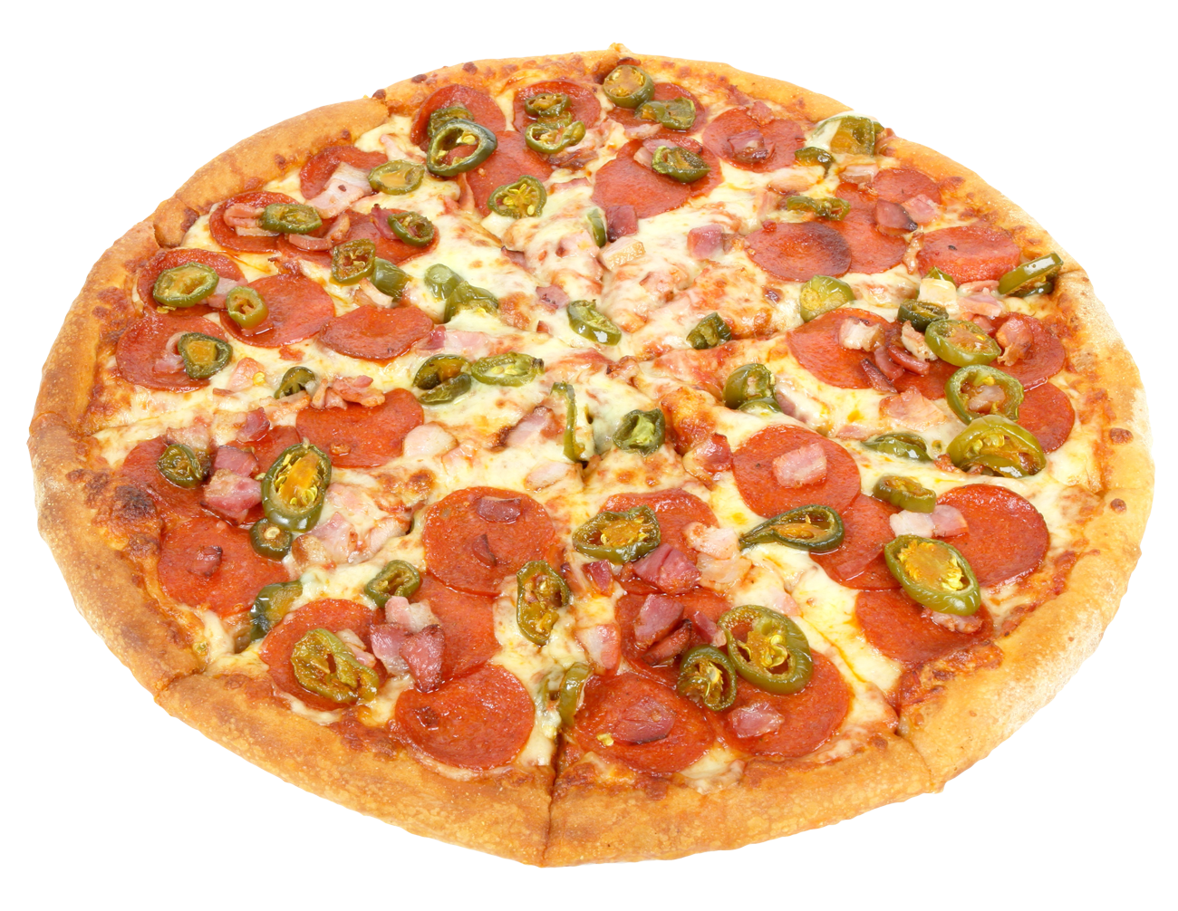 Pepperoni Jalapeno Pizza Top View PNG