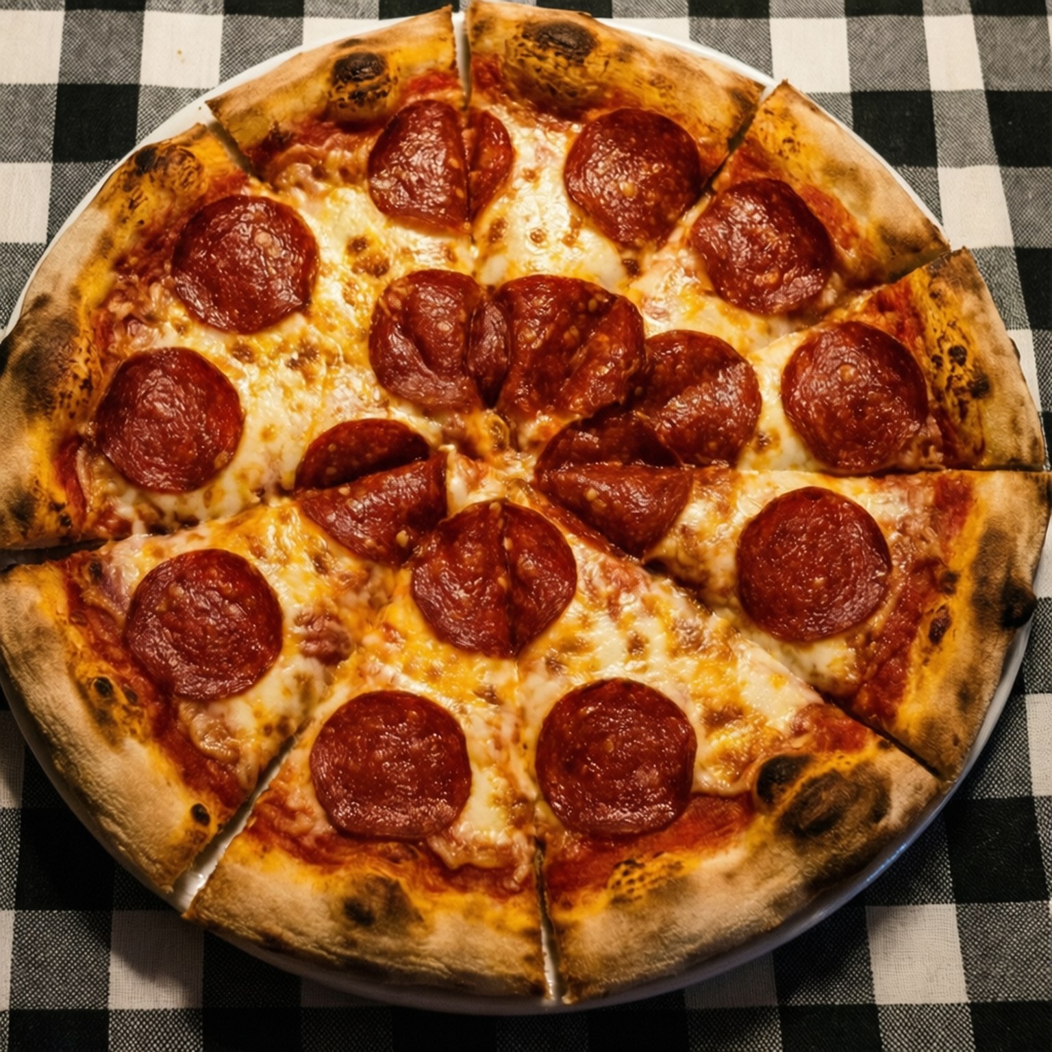 Eine verlockende Draufsicht auf ein Pepperoni-Pizzastück.