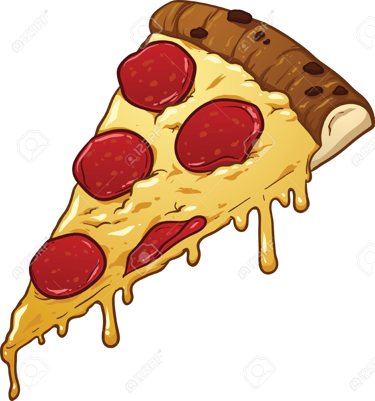 Pepperoni Pizza Slice Cartoon Illustration PNG