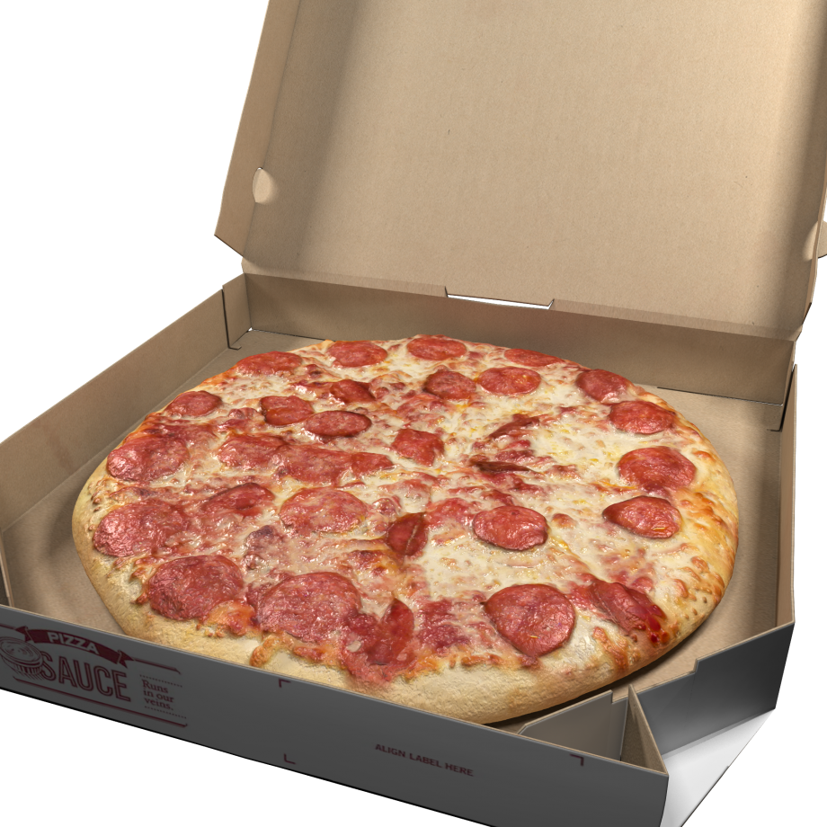 Pepperoni Pizzain Cardboard Box PNG