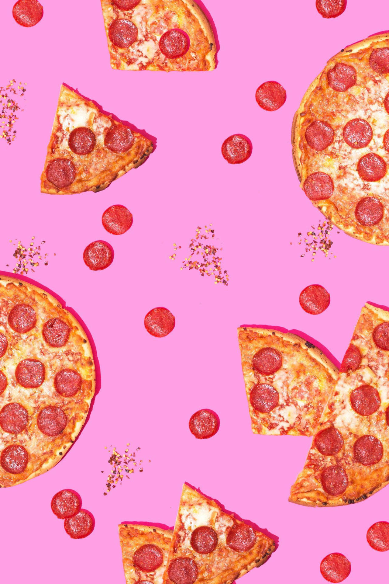 Pepperoni Pizzas And Glitters Wallpaper