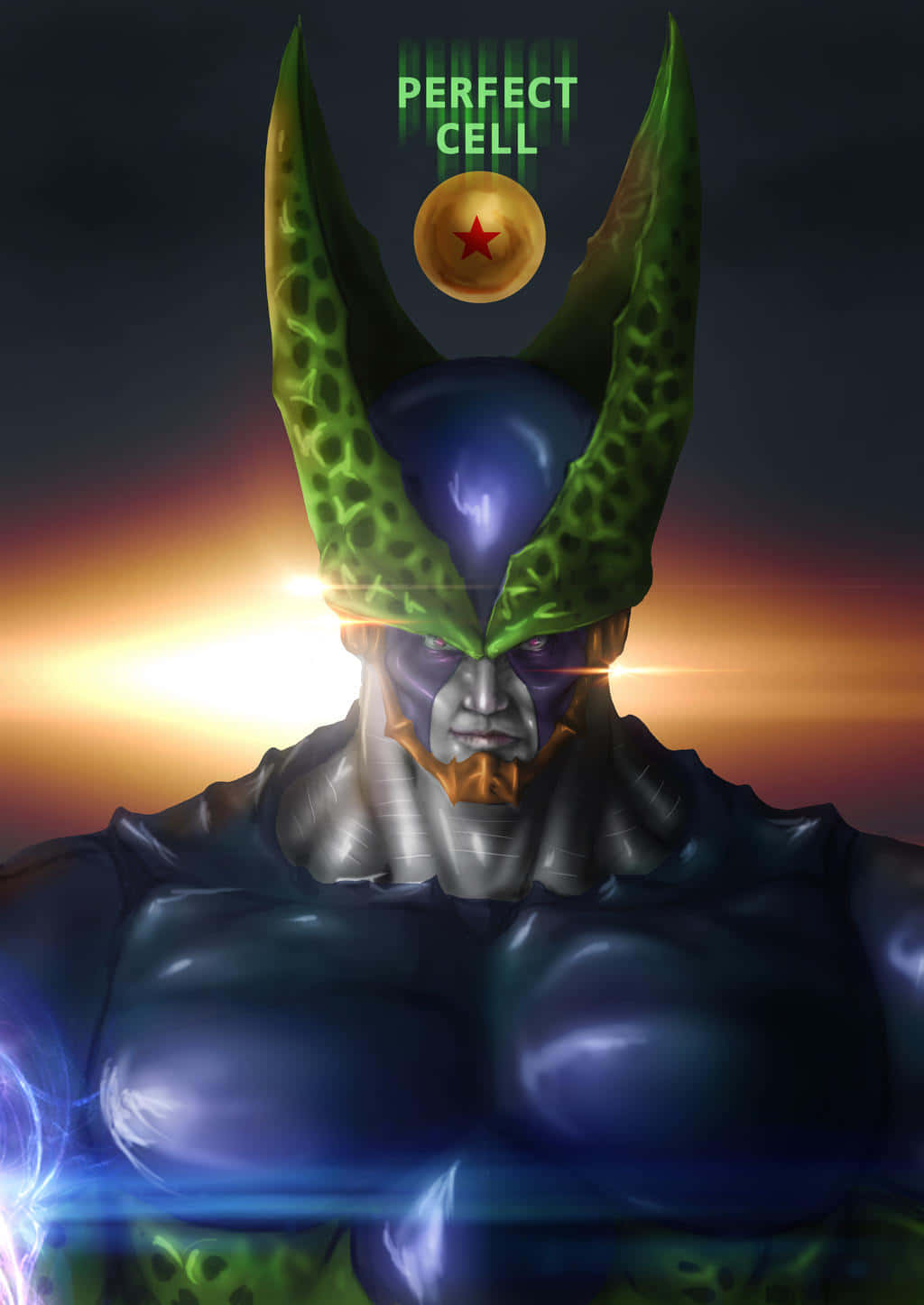 Perfect Cell, the gruesome and powerful villain of the anime series Dragon Ball Z Wallpaper