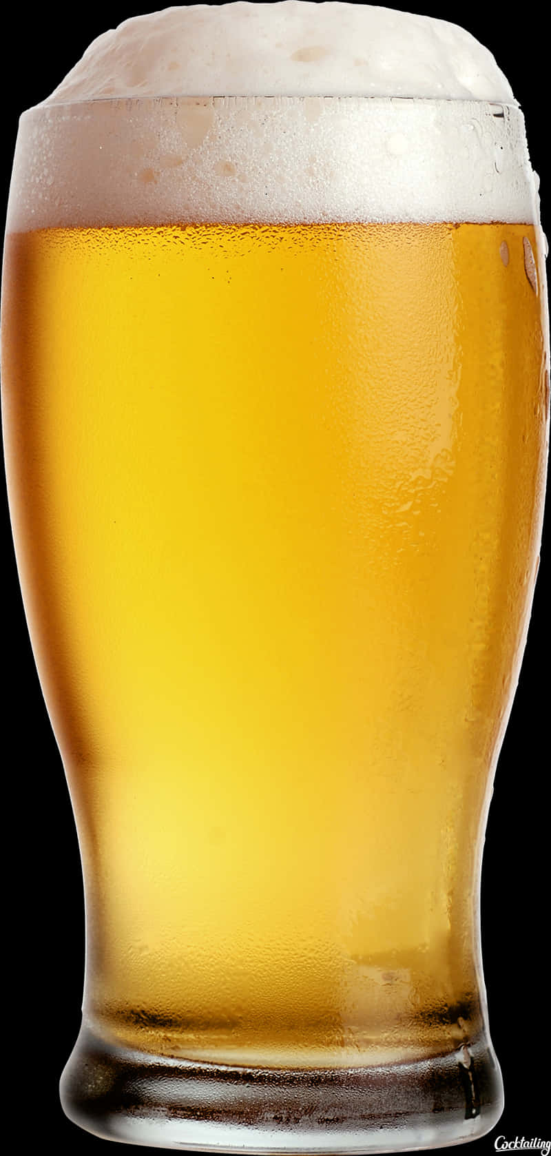 Golden Beer Glass Frothy Head PNG