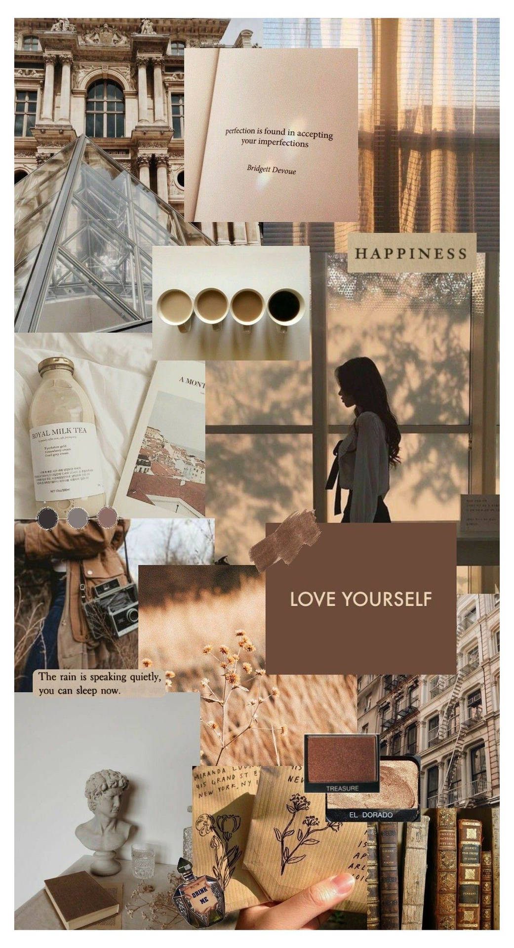 Perfection Beige Aesthetic Collage Wallpaper