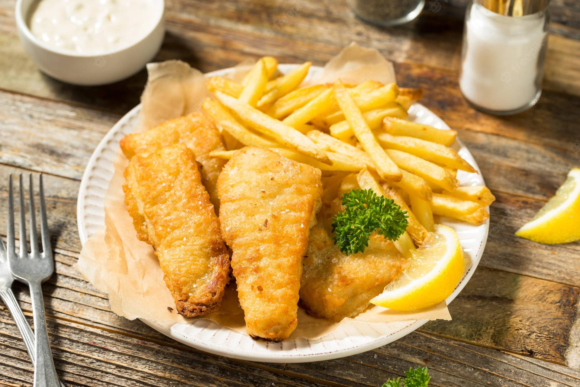 Perfectly Fried Fish And Chips Wallpaper