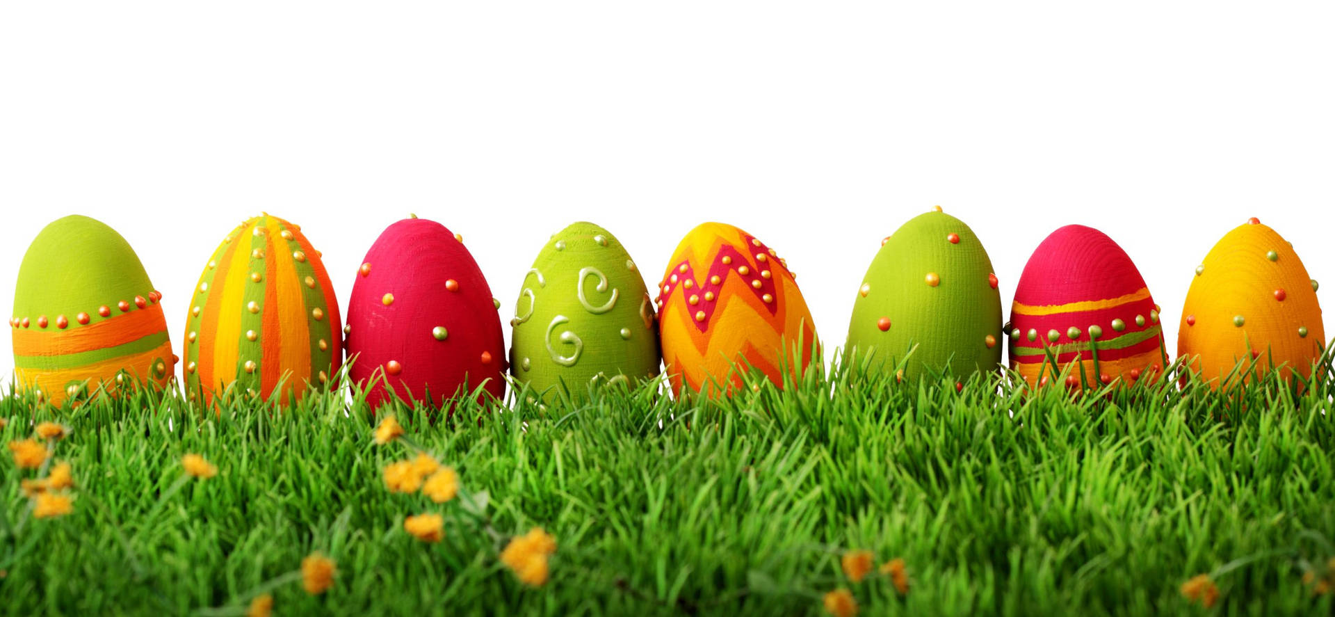 Perfectly Lined Up Happy Easter Assorted Eggs Wallpaper